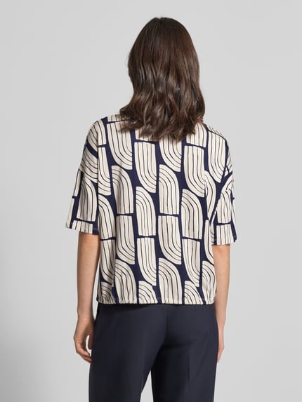 Christian Berg Woman T-shirt z mieszanki wiskozy i elastanu w całościowym wzorze Ciemnoniebieski 5