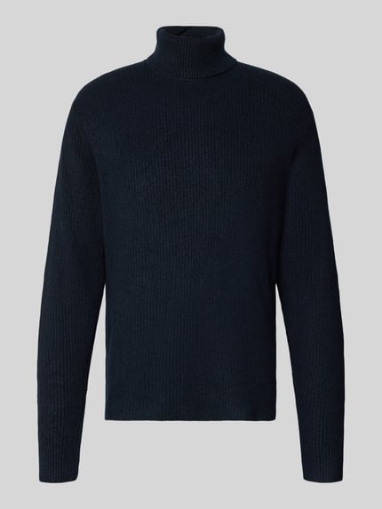Produktfoto, Strickpullover in Ripp-Optik mit Rollkragen van Lindbergh, Heren, regular fit, Riblook, Ruglengte maat M 74 cm, Mouwlengte 62 cm