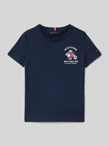 Tommy Hilfiger Kids T-shirt z okrągłym dekoltem model 'FLAG FUN’ Granatowy 1