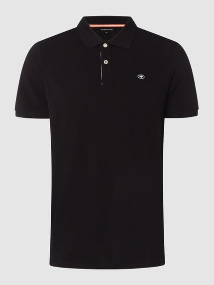 Tom Tailor Koszulka polo o kroju regular fit z wyhaftowanym logo model ‘BASIC’ Czarny 1