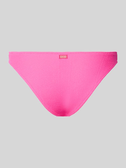 Produktfoto, Bikini-Slip mit Label-Detail Modell 'NAIDA' von Banana Moon, różowy, tekstura o drobnym splocie, damska bielizna kąpielowa, dopasowany krój, materiał z domieszką stretchu