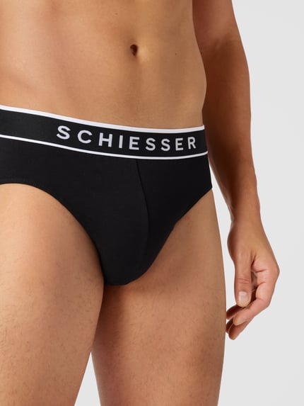 SCHIESSER Slip mit Logo-Bund im 3er-Pack Black 3