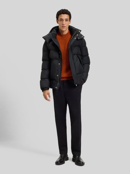 BOSS Regular fit gewatteerd jack met opstaande kraag met drukknopen Zwart - 1