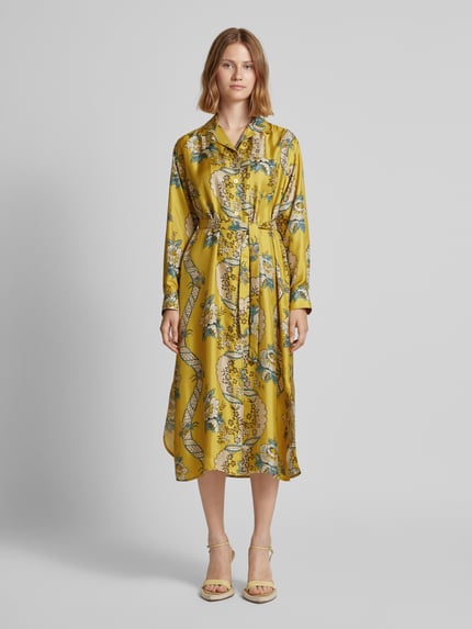 Weekend Max Mara Zijden jurk met strikceintuur, model 'GAIA' Mosterdgeel - 4