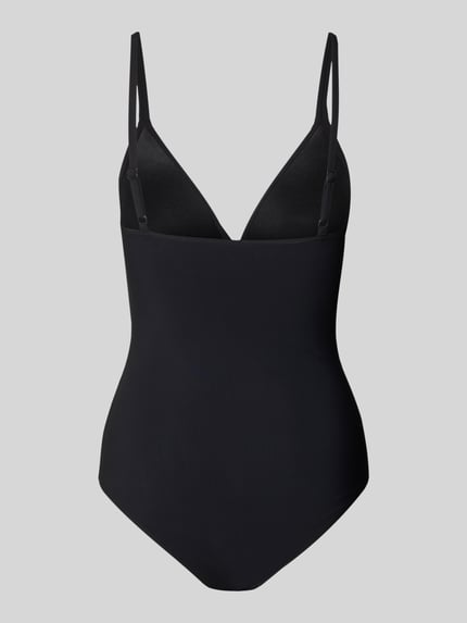 Produktfoto, schwarzer Badeanzug mit tiefem V-Ausschnitt Modell 'SOLID' von Barts aus Material-Mix mit Stretch-Anteil und Shaping Fit