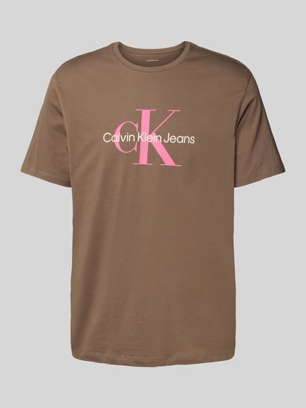 Calvin Klein Jeans T-Shirt mit Label-Print Modell 'HERO' Hellbraun 2