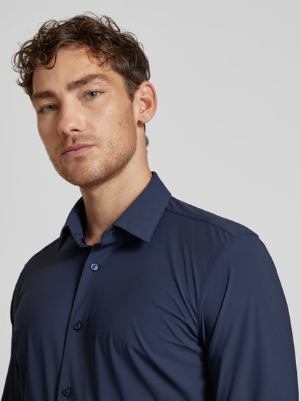 BOSS Slim Fit Businesshemd aus Feintwill mit Stretch-Anteil Modell 'HANK' Marine 3