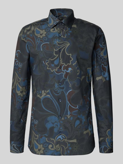 OLYMP No. Six Regular fit vrijetijdsoverhemd met all-over bloemenprint Olijfgroen - 2