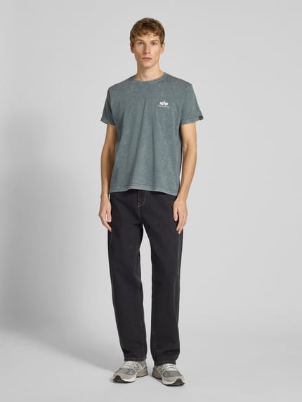 Alpha Industries T-shirt z nadrukiem z logo i detalem z logo Jasnoniebieski 1