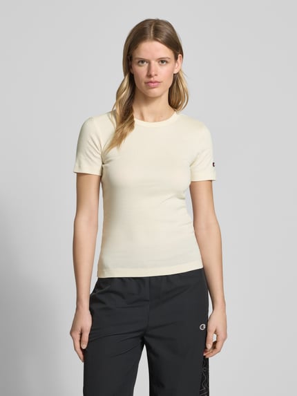 Champion T-Shirt mit geripptem Rundhalsausschnitt Ecru 4