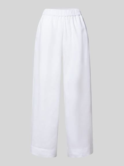 Produktfoto, Culotte aus Leinen mit elastischem Bund Modell 'CANNETI' von MM by Max Mara, weiß, weiter Schnitt, glatte Textur, Wide Leg Fit, französische Eingrifftaschen, neutraler Hintergrund