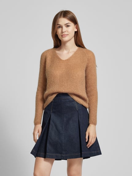 MM by Max Mara Gebreide pullover met structuurmotief, model 'FRESIS' Camel - 4