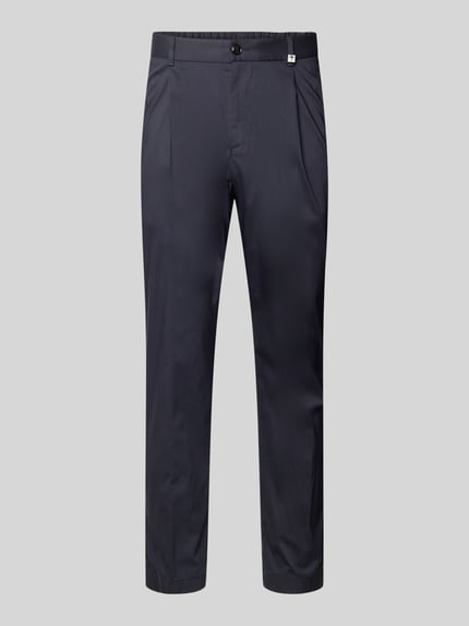 regular fit stoffen broek met logodetail model 'Lester' Shop The Look MANNEQUINE