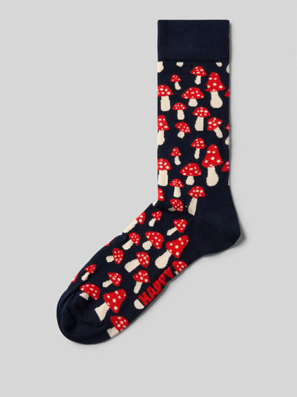 Happy Socks Socken mit Motiv-Stitching Modell 'Mushroom' Black 1