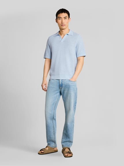 Tom Tailor Koszulka polo z mieszanki bawełny i lnu, krój regular fit Jasnoniebieski 1