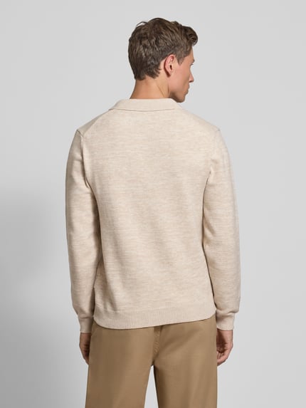 Casual Friday Bluzka o kroju regular fit z długim rękawem i kołnierzykiem polo model ‘Karl’ Złamany biały 5