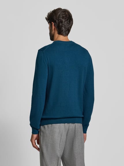 MCNEAL Gebreide pullover van een mix van katoen en kasjmier met ronde hals Petrol gemêleerd - 5
