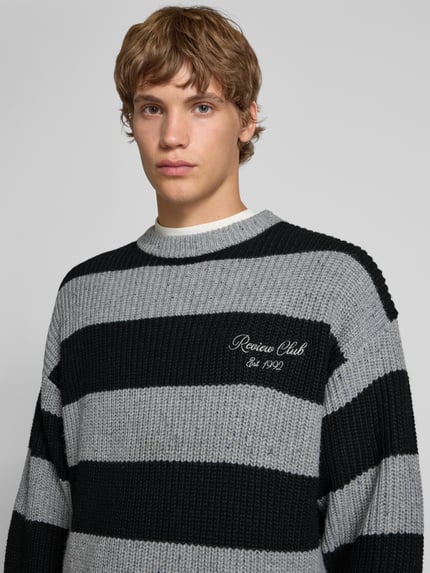 REVIEW Strickpullover mit Label-Stitching Black 3