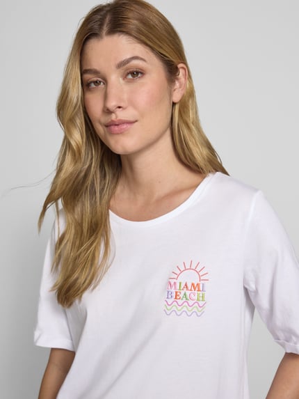 Milano Italy T-Shirt mit Statement-Stitching Weiss 3