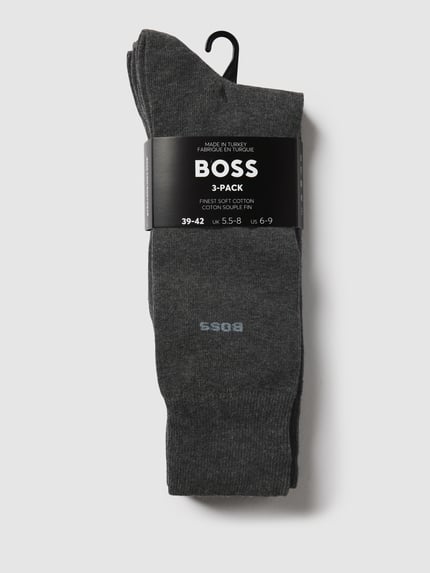 Produktfoto, Socken mit Label-Detail im 3er-Pack von BOSS aus Baumwoll-Mix mit Stretch-Anteil, Unifarbenes-Design und Rippenbündchen.