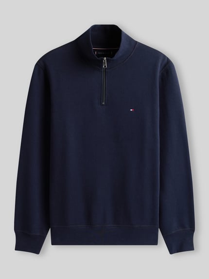 Tommy Hilfiger Regular Fit Troyer aus Baumwoll-Mix Marine 2