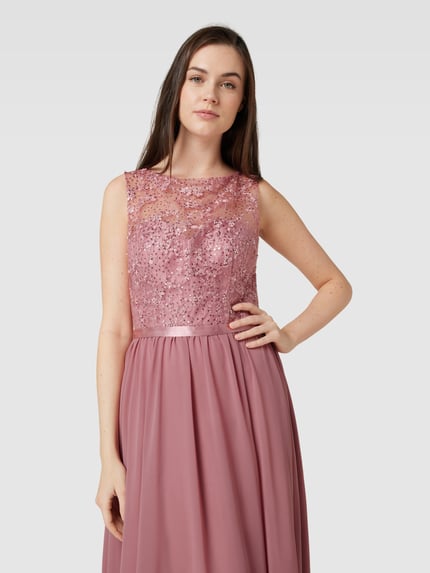 LUXUAR FASHION Abendkleid mit floralem Ziersteinbesatz Mauve 3