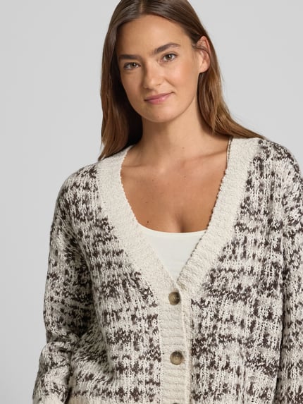 Selected Kurtka z dzianiny z mieszanki bawełny i wełny o kroju oversized z mieszanki wełny model ‘LINDSAY’ Złamany biały 3