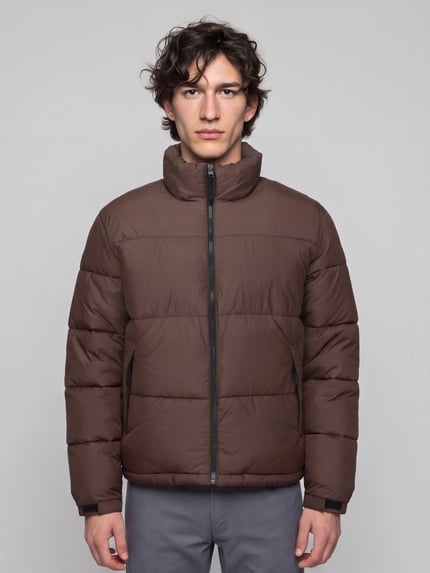 ONLY & SONS Regular Fit Steppjacke mit hohem Stehkragen Modell 'ONSMAVERICK' Dunkelbraun 4