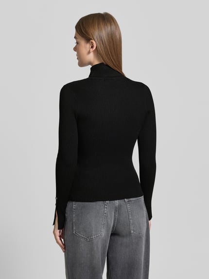 GUESS Gebreide pullover van viscosemix met col Zwart - 5