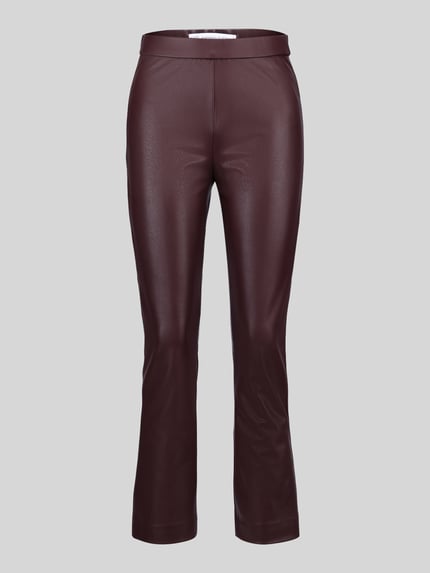 Productfoto, donkerbruine Wide Leg kunstlederbroek uit viscosemix model 'MACY' van Raffaello Rossi, Dames leer