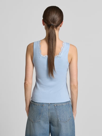 Jake*s Casual Regular Fit Top mit Spitzenbesatz Hellblau 5