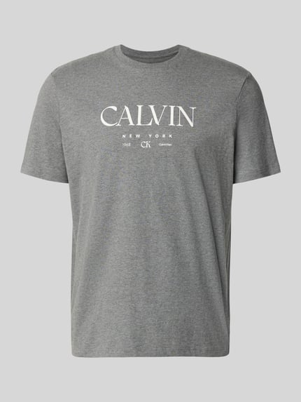 CK Calvin Klein T-Shirt mit Label-Print und Rundhalsausschnitt Mittelgrau Melange 2