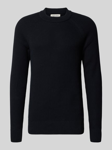 Casual Friday Sweter z dzianiny z okrągłym dekoltem model ‘Kristian’ Granatowy 2