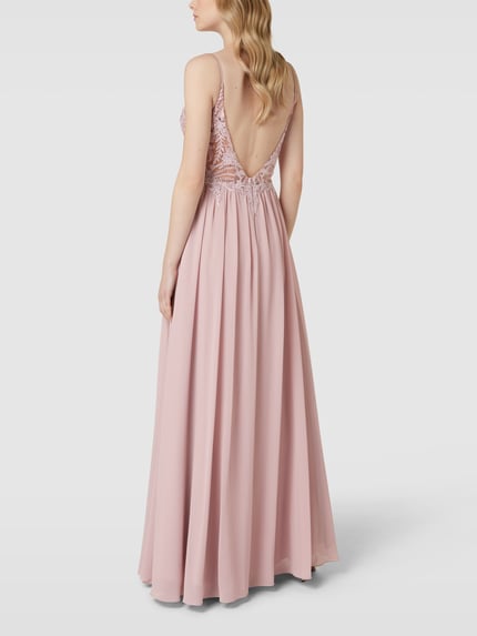 Laona Abendkleid mit floralem Ziersteinbesatz Rosa 5