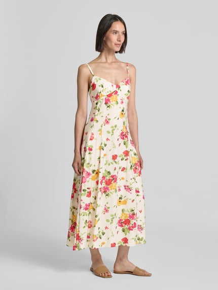 MANGO Midikleid mit Herz-Ausschnitt Modell 'BOUQET' Offwhite 1