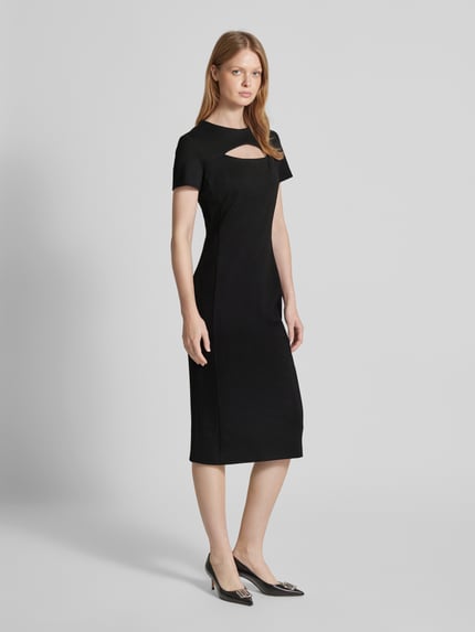 HUGO Kokerjurk met cut-out, model 'Kalmine' Zwart - 1