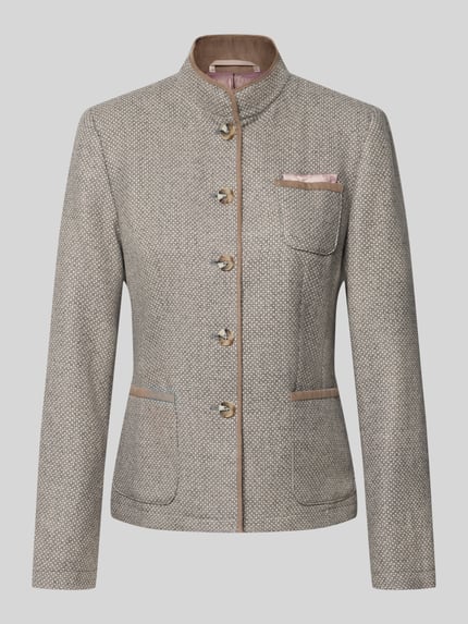 Produktfoto, Blazer met wol van White Label in materiaalmix, getailleerde pasvorm, opstaande kraag, opgestikte zakken, dames blazer