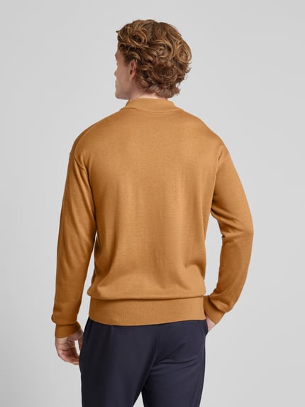 Scotch & Soda Sweter z dzianiny krój regular fit z dodatkiem wełny model „CORE” Camel 5