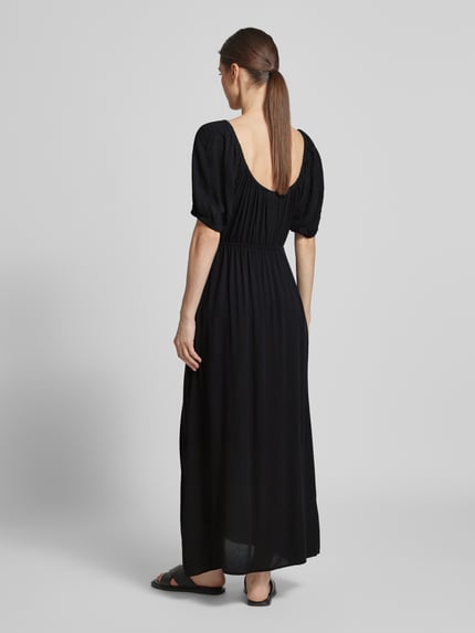 ICHI Midi-jurk van viscose met V-hals, model 'MARRAKECH' Zwart - 5