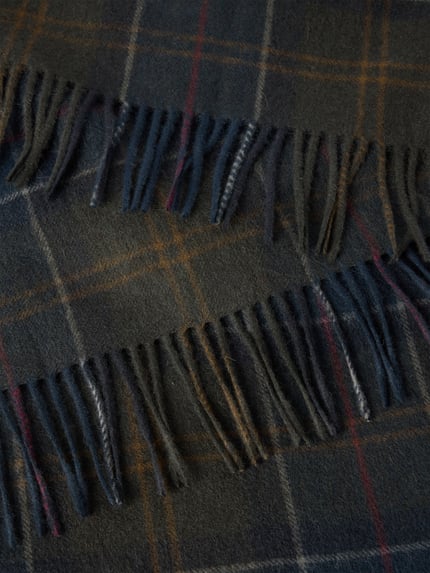 Barbour Szal z żywej wełny z frędzlami Ciemnozielony 2