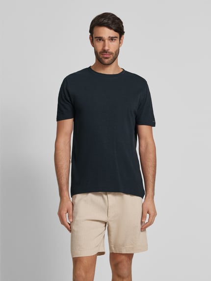 Colours & Sons Regular Fit T-Shirt aus Baumwoll-Leinen-Mix Anthrazit 4