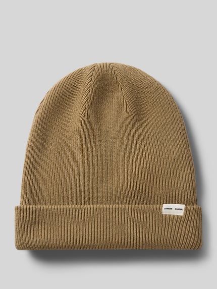 Samsøe Samsøe Muts van wolmix in tricotlook met labelpatch Beige - 1