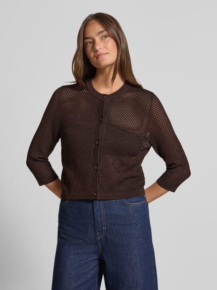 windsor. Semitransparente Strickjacke mit 3/4-Arm Dunkelbraun 4