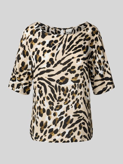 ICHI Regular fit blouse met ronde hals, model 'MARRAKECH' Beige - 2