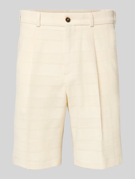 Produktfoto, Shorts mit Strukturmuster und Eingrifftaschen von Zuitable in Creme, Reine Baumwolle, Straight Fit, Modell Pino, sichtbare Textur.
