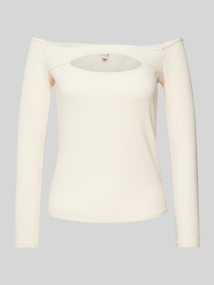 GUESS Off shoulder-shirt met lange mouwen in riblook Offwhite - 2