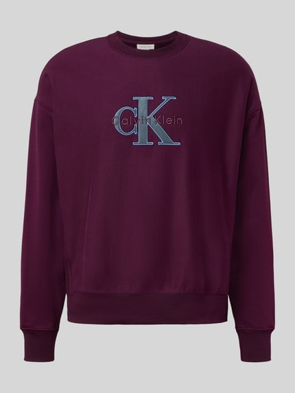 Calvin Klein Jeans Oversized Fit Sweatshirt mit Logo-Stitching Modell 'Premium' Bordeaux 2