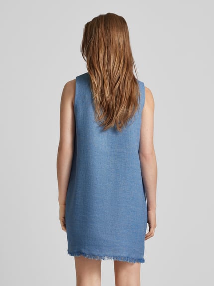 Stefanel Minikleid mit Leinen-Anteil Hellblau Melange 5