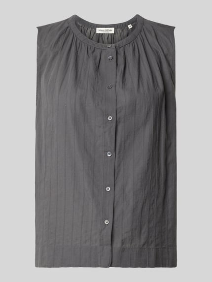 Produktfoto, Relaxed Fit Bluse aus reiner Baumwolle van Marc O'Polo, look: effen, pasvorm: relaxed fit, ronde hals, knoopsluiting, zonder mouwen, fijn ajourwerk, puur katoen
