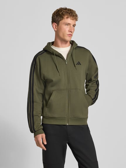 adidas Sportswear bluza rozpinana o kroju regular fit z mieszanki bawełny model 'M 3S FL FZ HD' Oliwkowy 4